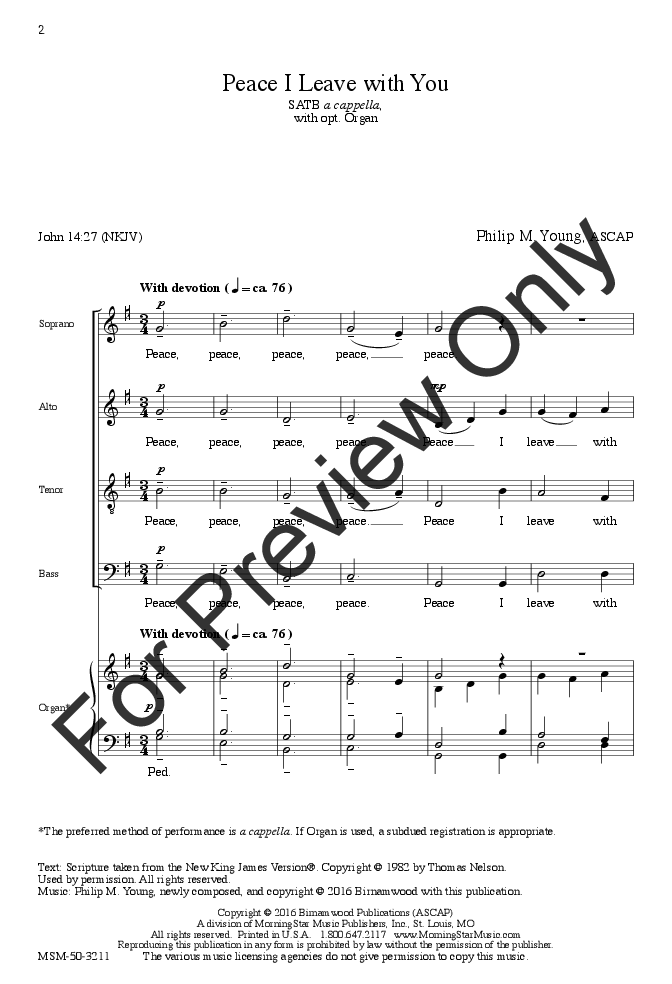 Peace I Leave With You (satb ) By Philip M. 