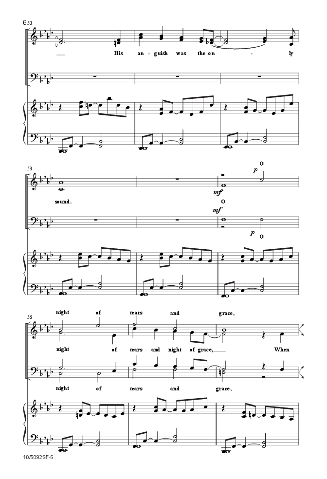 Night Of Tears, Night Of Grace (satb ) By St 