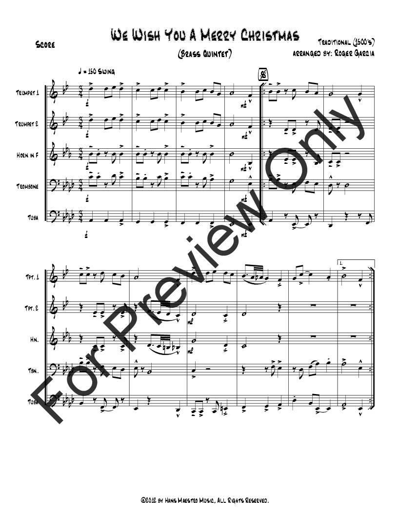 We Wish You A Merry Christmas (Brass Quintet | J.W. Pepper Sheet Music