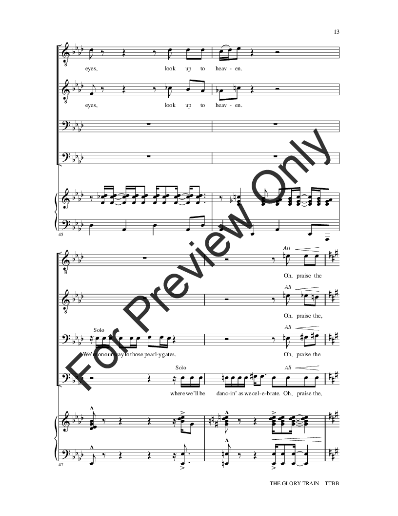 The Glory Train (TTBB ) by Robert S. Cohen| J.W. Pepper Sheet Music