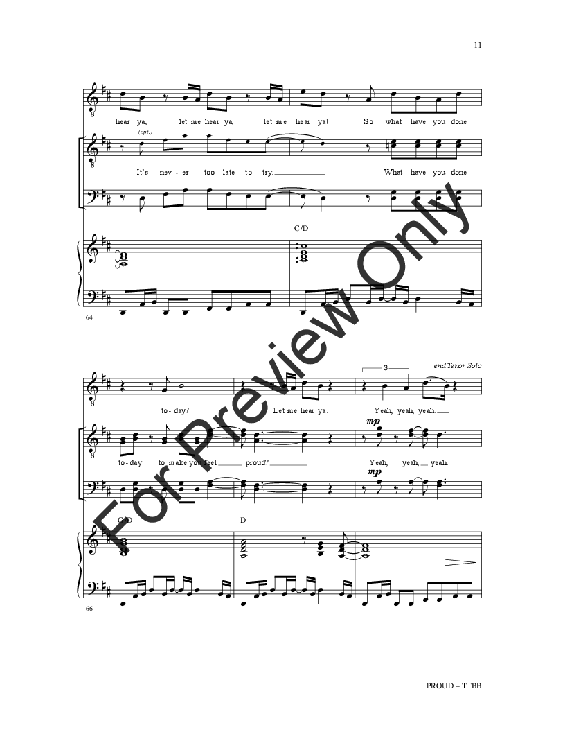 Proud (TTBB ) by Peter Vettese & Heather Sma | J.W. Pepper Sheet Music