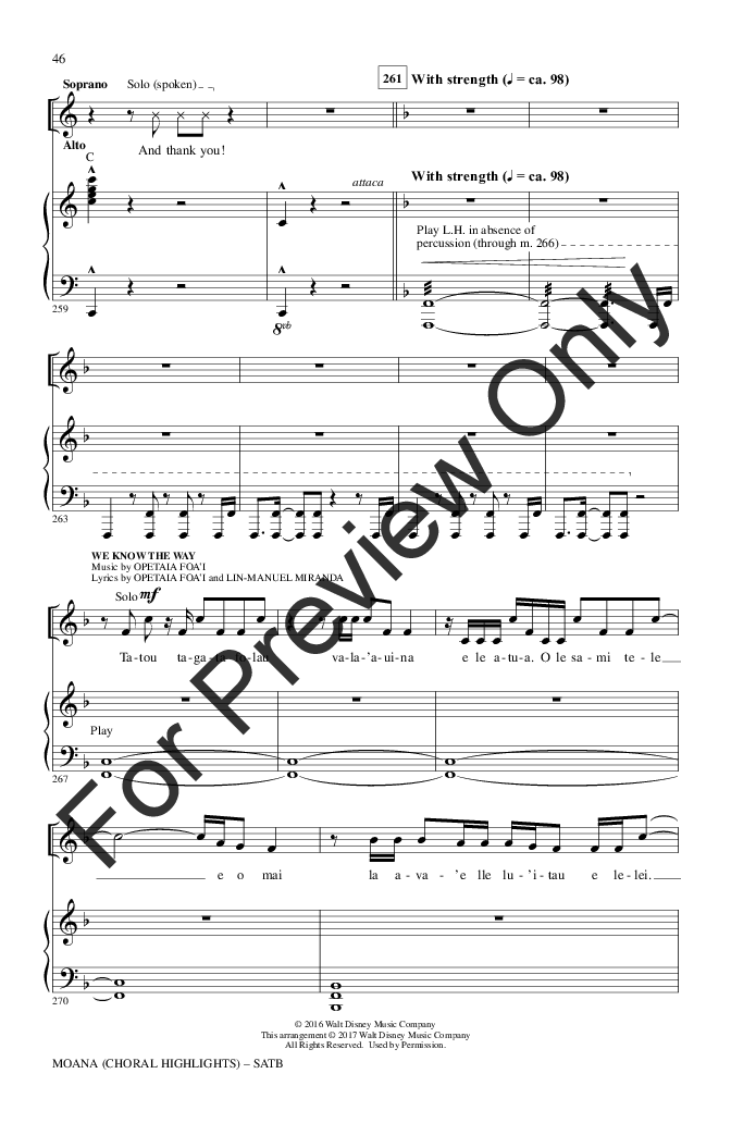 Moana (SATB ) arr. Mac Huff| J.W. Pepper Sheet Music