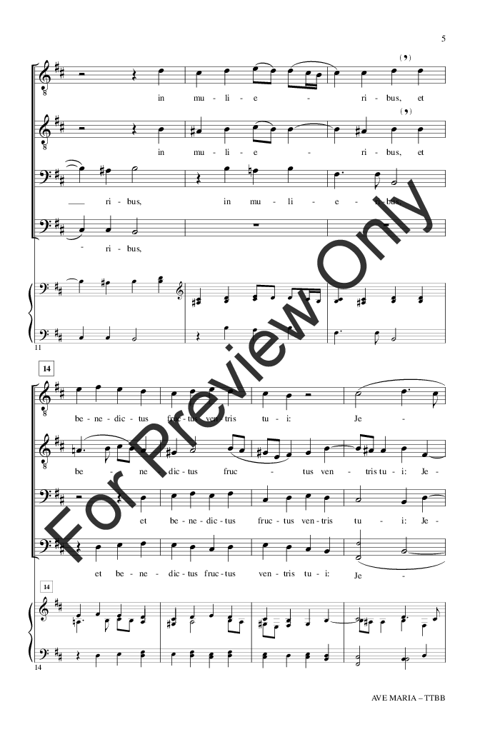 Ave Maria (TTBB ) by Tomas Luis de Victoria/ | J.W. Pepper Sheet Music