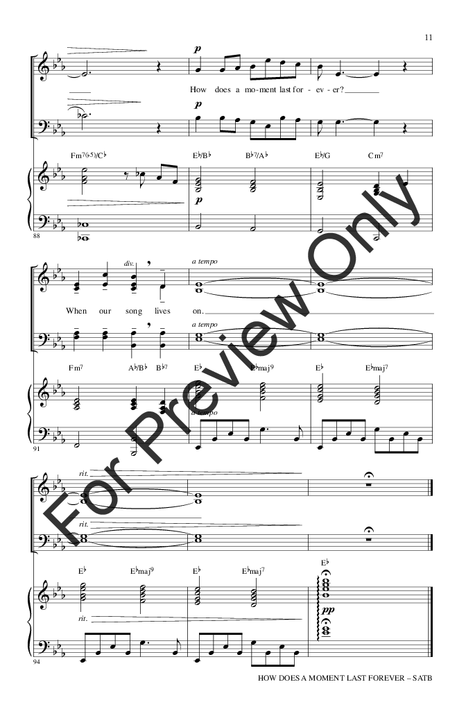 How Does A Moment Last Forever (satb ) By Al 