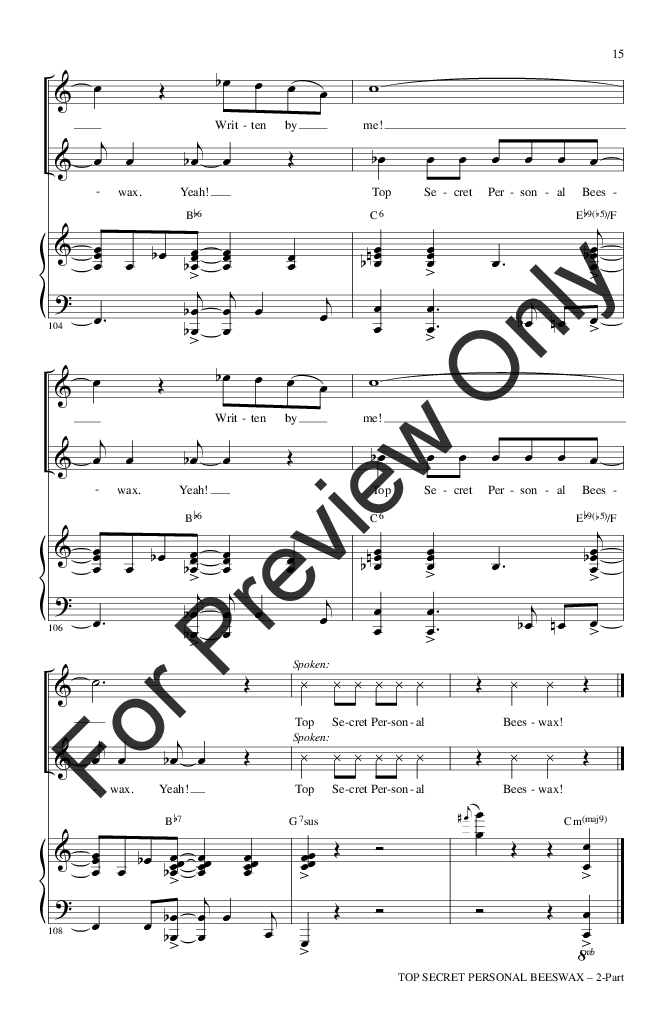 Top Secret Personal Beeswax (Two-Part ) by M | J.W. Pepper Sheet Music