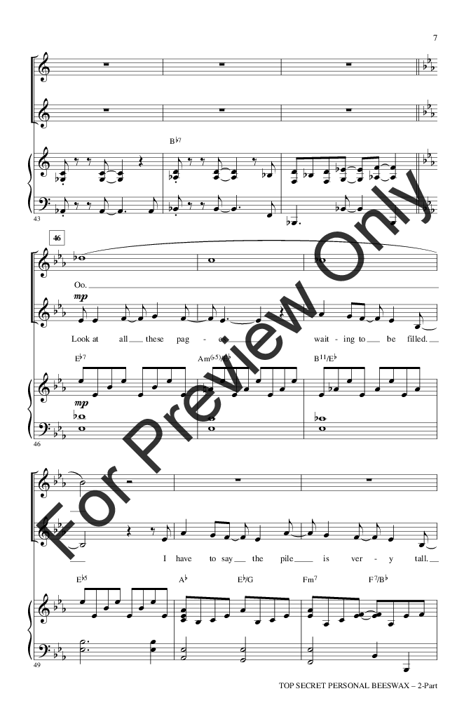 Top Secret Personal Beeswax (Two-Part ) by M | J.W. Pepper Sheet Music