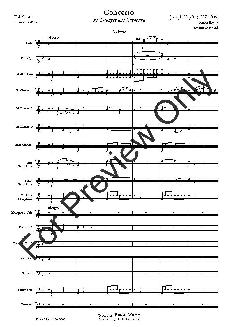 Concerto For Trumpet In Eb Major By Joseph Haydn | J.W. Pepper Sheet Music