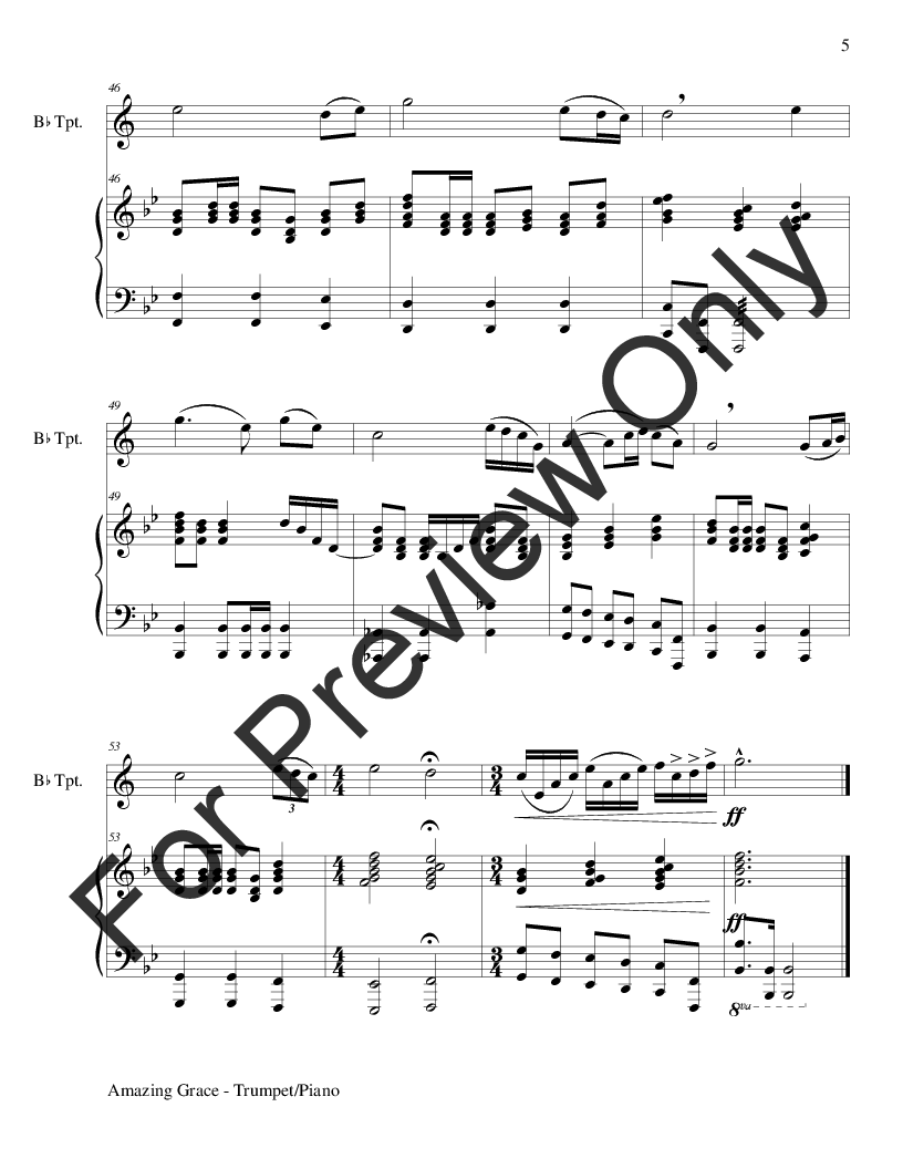 Amazing Grace (B Flat Trumpet With Piano) (Trumpe | J.W. Pepper Sheet Music