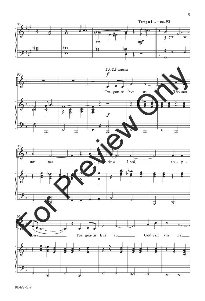 I'm Gonna Live So God Can Use Me (SATB ) arr | J.W. Pepper Sheet Music