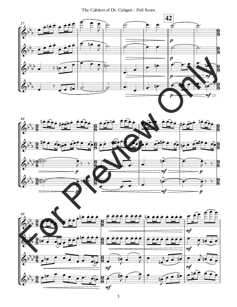 The Cabinet Of Dr Caligari Flute Quartet N J W Pepper Sheet Music