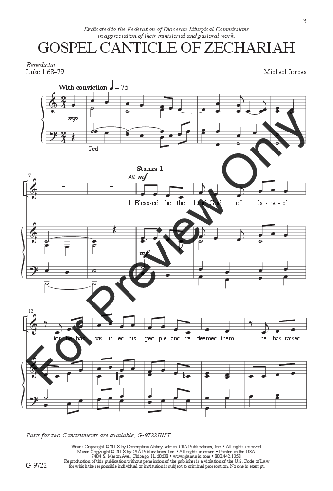 Gospel Canticle Of Zechariah Satb By Mich Jw Pepper Sheet Music