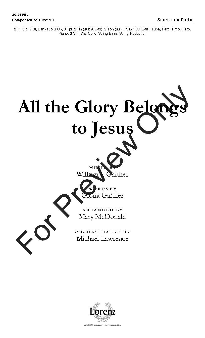 All the Glory Belongs to Jesus (Orchestration&nbs | J.W. Pepper Sheet Music