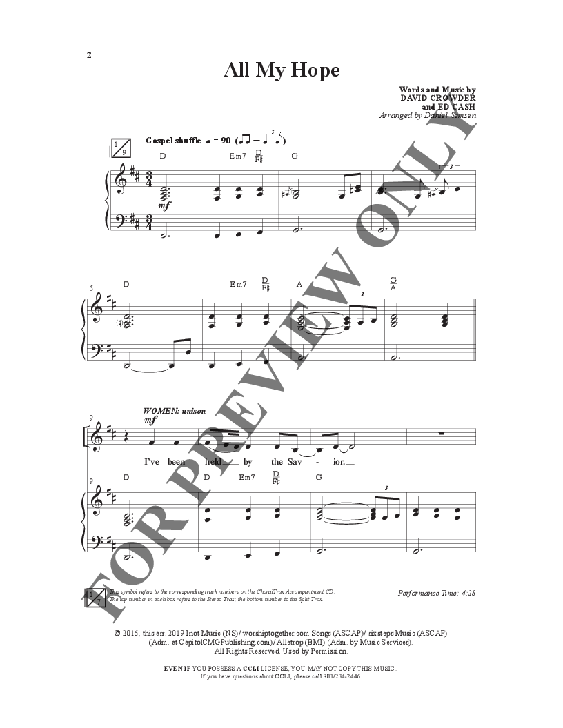 All My Hope (SATB ) by David Crowder & Ed Ca | J.W. Pepper Sheet Music
