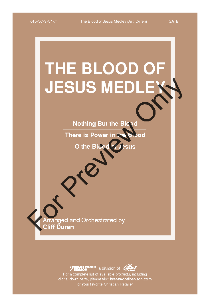 The Blood of Jesus Medley (SATB ) arr. Cliff | J.W. Pepper Sheet Music
