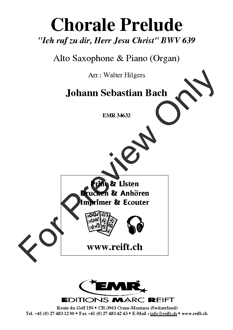 Chorale Prelude, BWV 639 (Alto Sax Solo with | J.W. Pepper Sheet Music