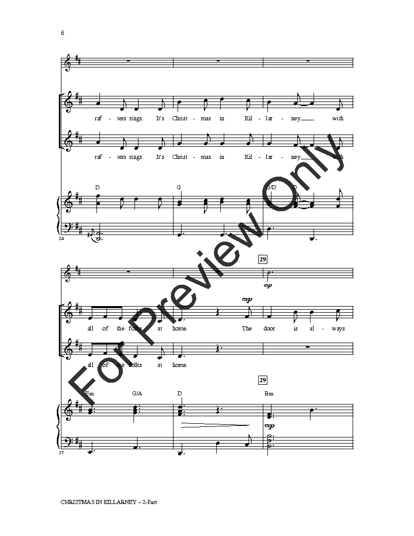 Christmas in Killarney (Two-Part ) by John R | J.W. Pepper Sheet Music