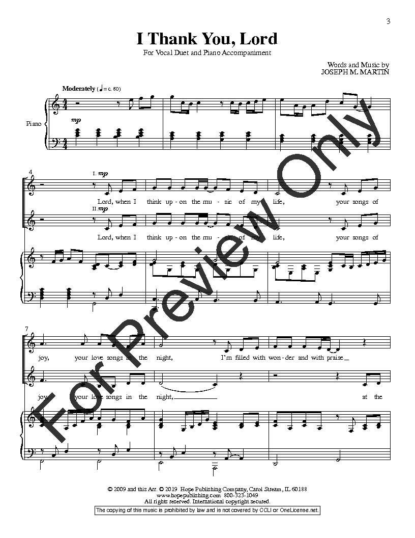 I Thank You, Lord (Medium Duet ) by Jos | J.W. Pepper Sheet Music