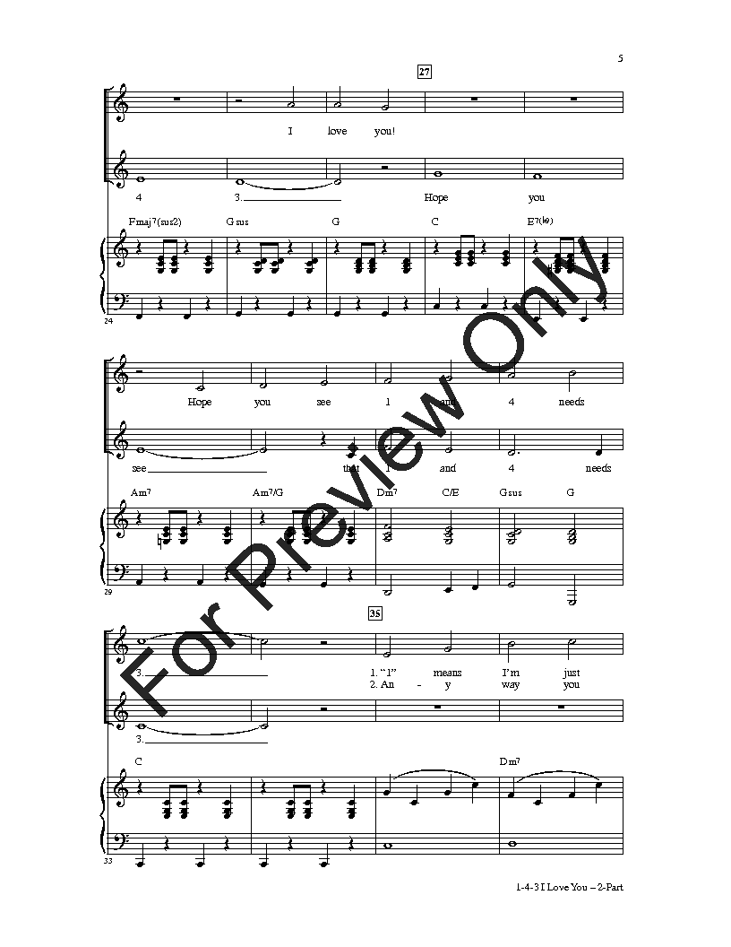 1 4 3 I Love You Two Part By Roger Emerso J W Pepper Sheet Music