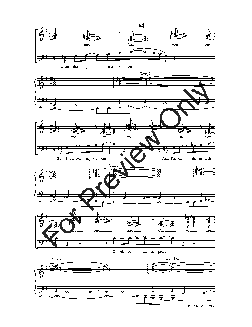 Invisible Satb By Jason Robert Brown Arr J W Pepper Sheet Music