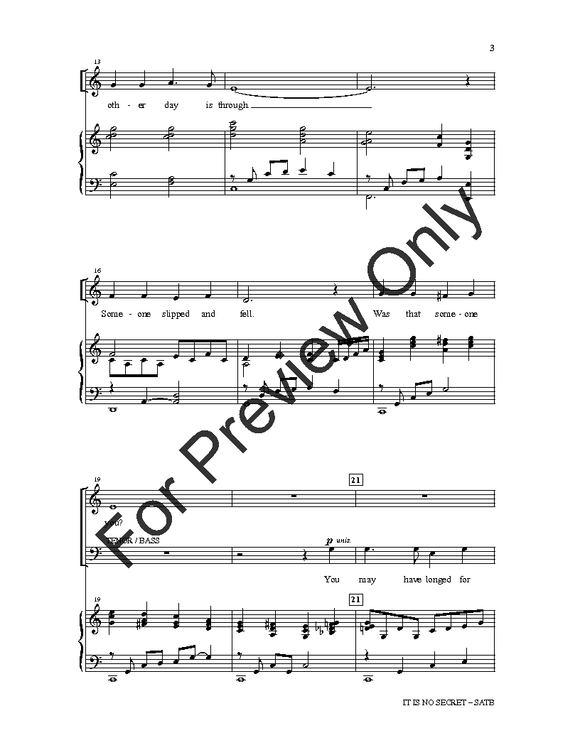 It Is No Secret (SATB ) by Stuart Hamblen/ar | J.W. Pepper Sheet Music