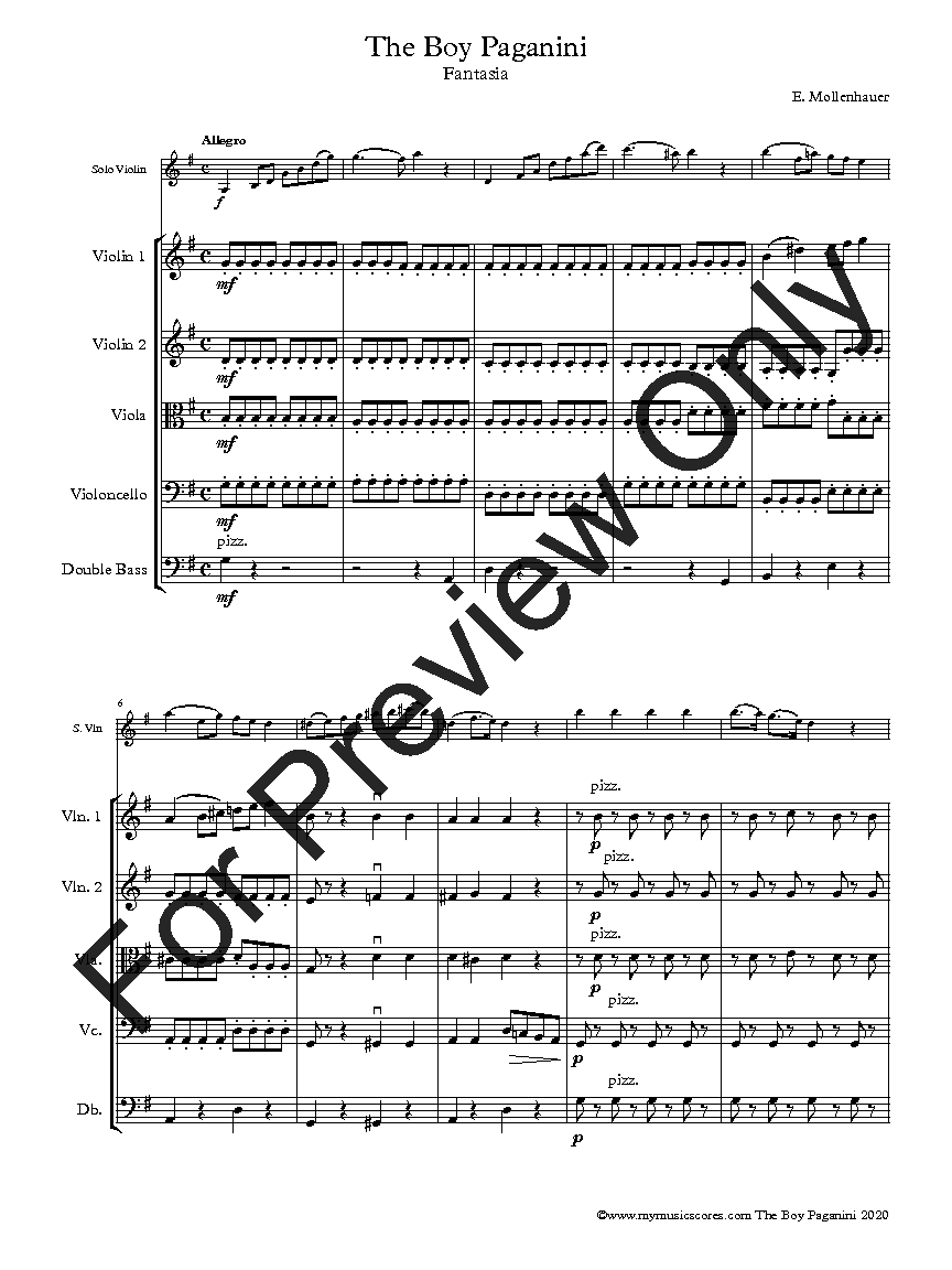 The Boy Paganini By Edward Mollenhauer Arr Paul J W Pepper Sheet Music