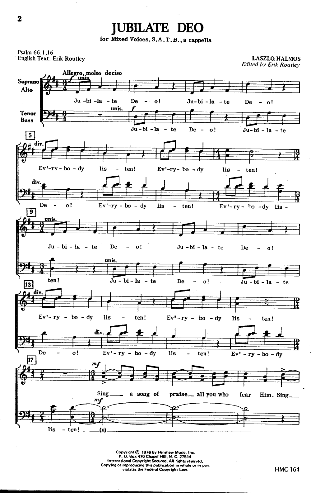 Jubilate Deo Satb Jw Pepper Sheet Music