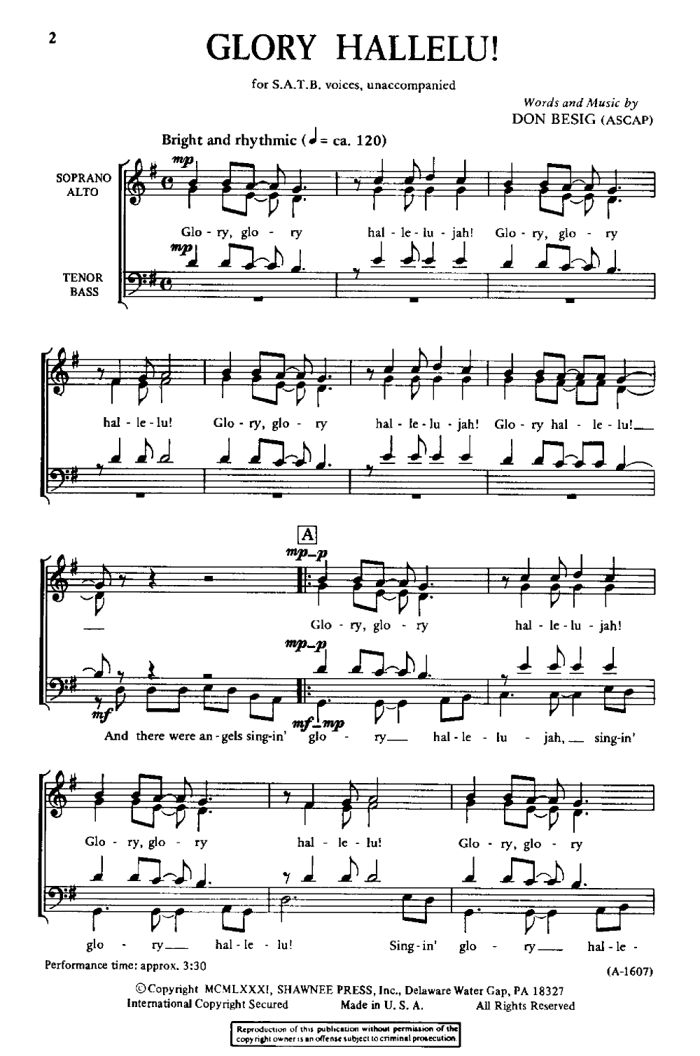 Glory Hallelu (SATB ) by BESIG, D| J.W. Pepper Sheet Music