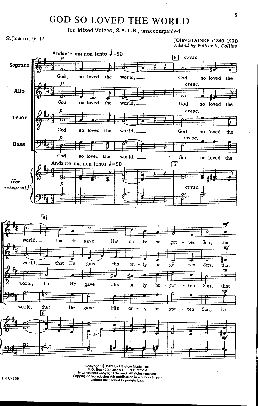 God So Loved The World Satb By Stainer Jw Pepper Sheet Music 7056