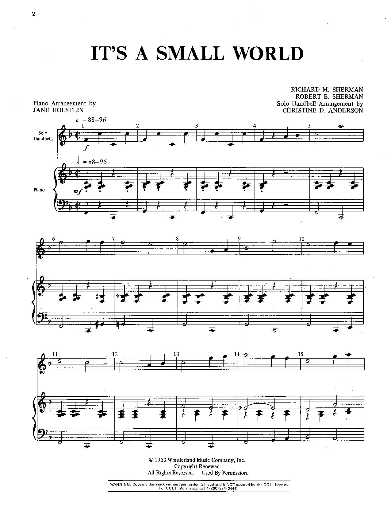 It S A Small World By Anderson Holstein J W Pepper Sheet Music