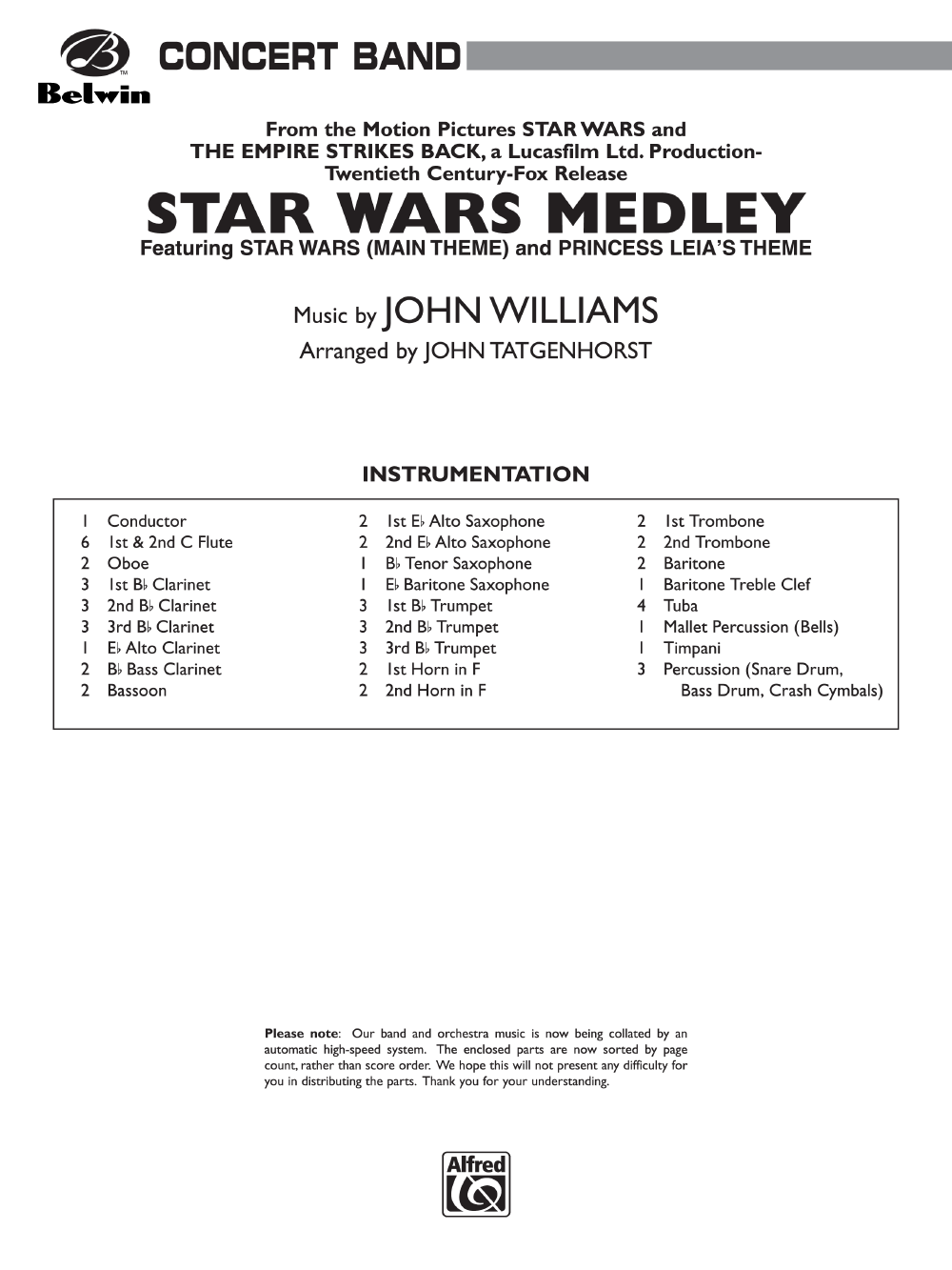 Star Wars Medley By John Williams Arr John Tatge J W Pepper Sheet Music