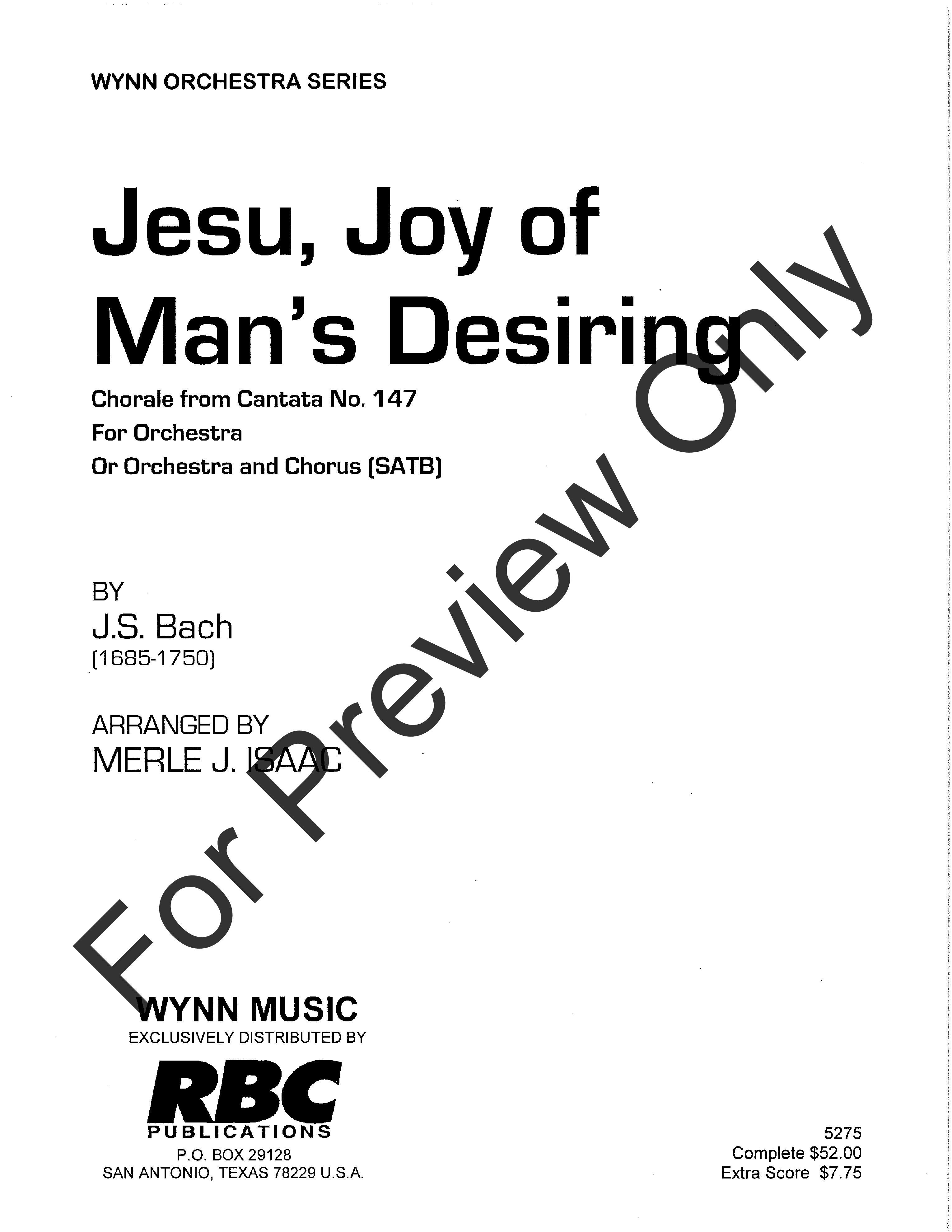 Jesu, Joy of Man's Desiring by J.S. Bach/arr. Mer | J.W. Pepper Sheet Music