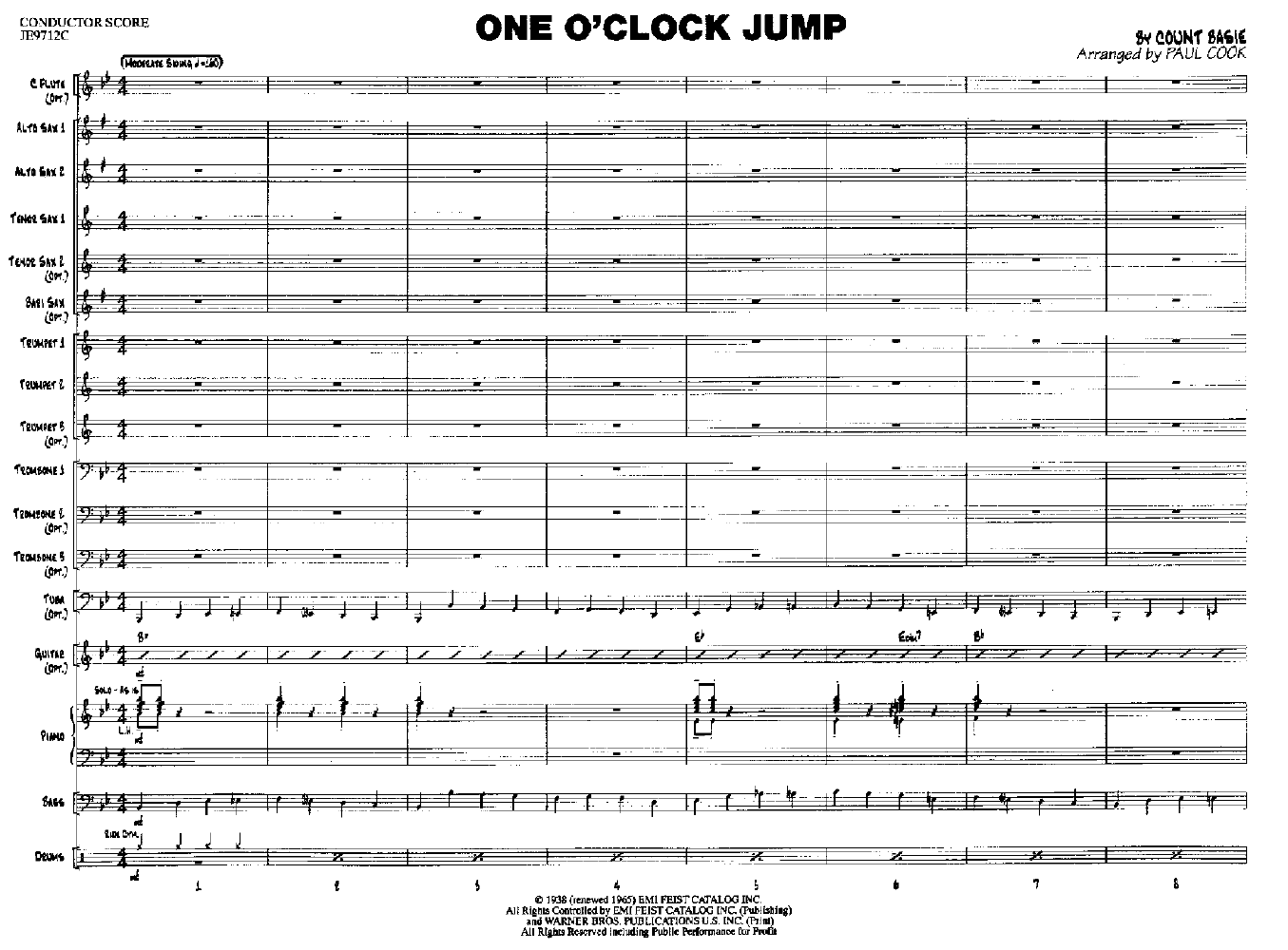 One O Clock Jump Arr Paul Cook J W Pepper Sheet Music