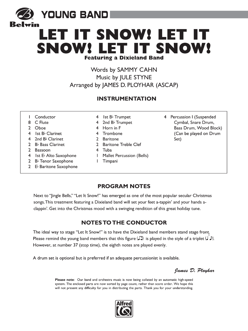 Let It Snow Let It Snow Let It Snow Arr James J W Pepper Sheet Music