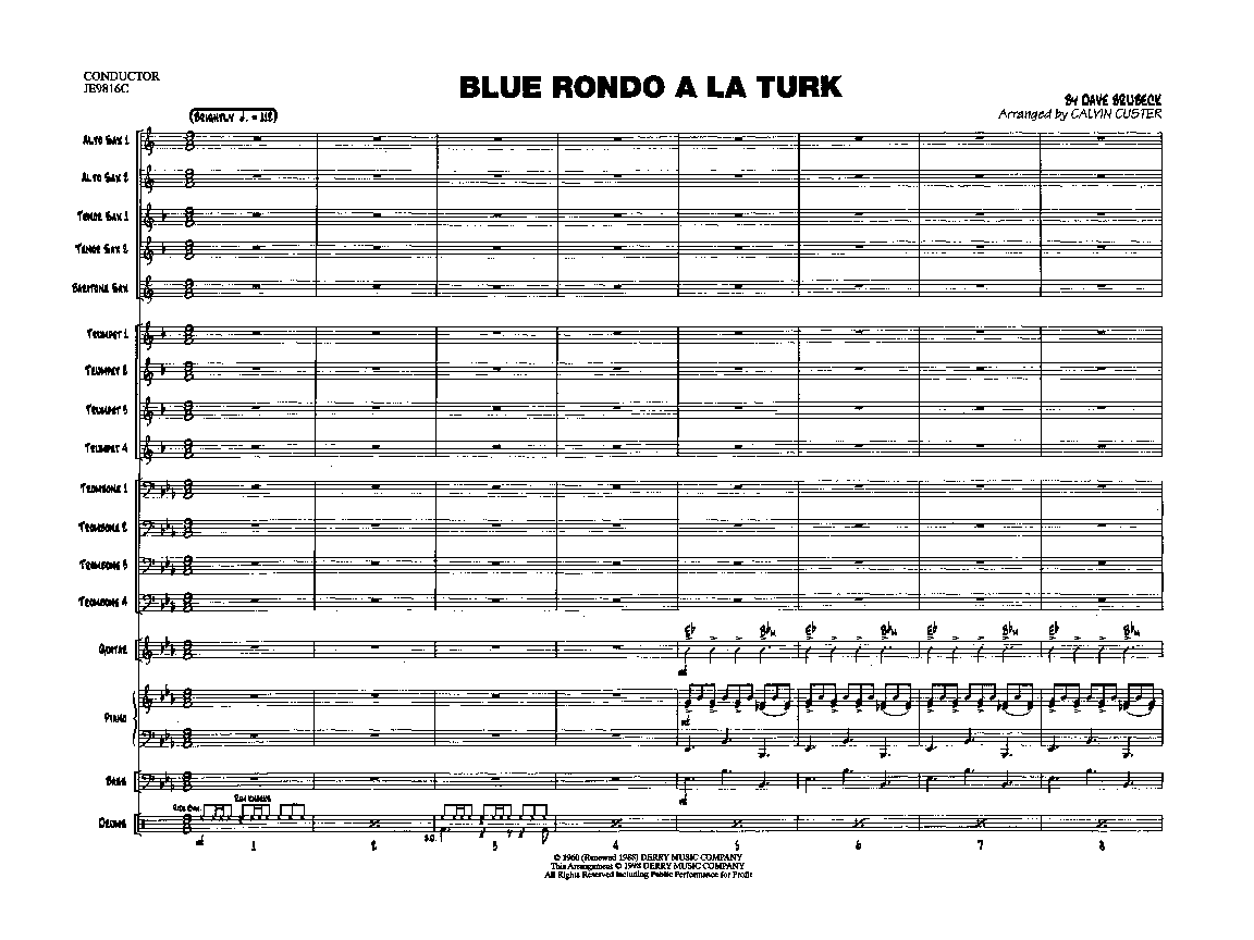 Blue Rondo A La Turk By Dave Brubeck Arr Calvin J W Pepper Sheet Music