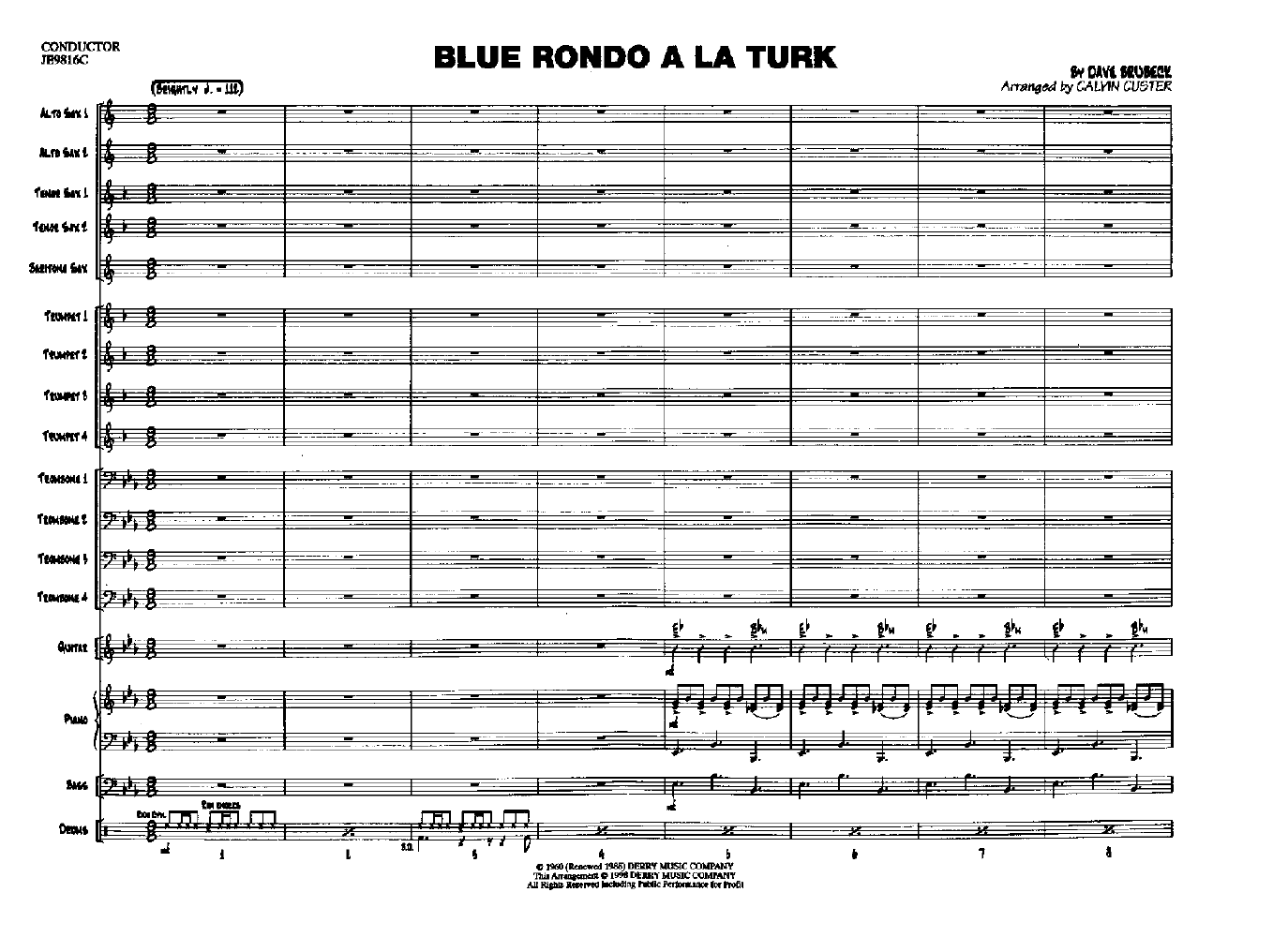 Blue Rondo A La Turk By Dave Brubeck Arr Calvin J W Pepper Sheet Music