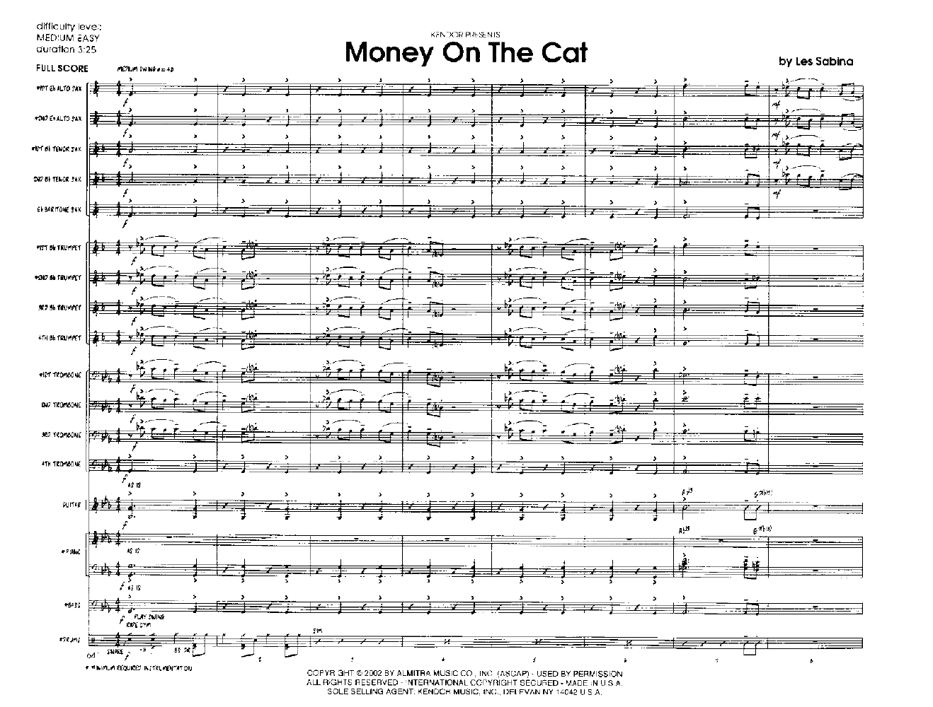 Money On The Cat By Les Sabina J W Pepper Sheet Music - money on the cat cover product thumbnail 0
