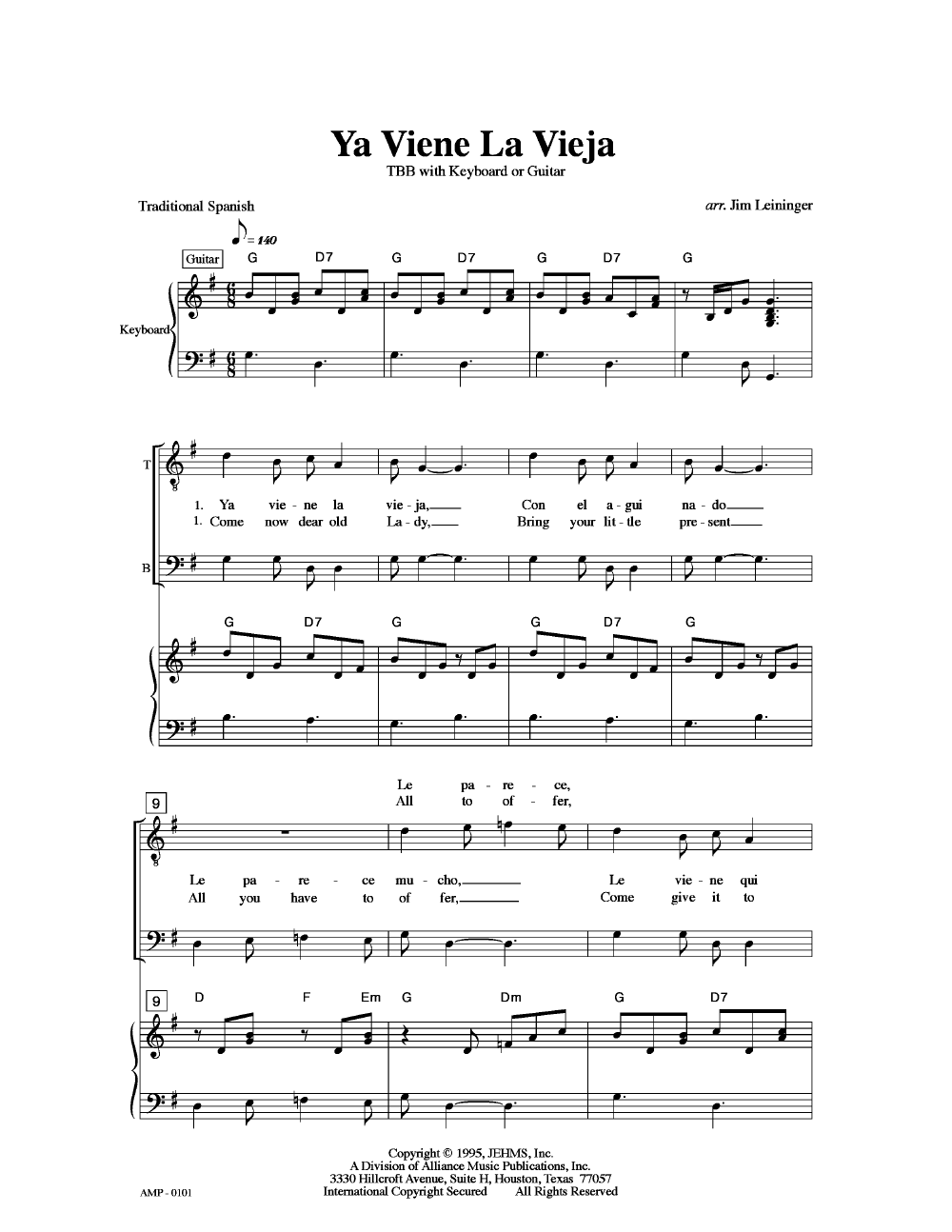 Ya Viene La Vieja (TBB ) by Jim Leininger| J.W. Pepper Sheet Music