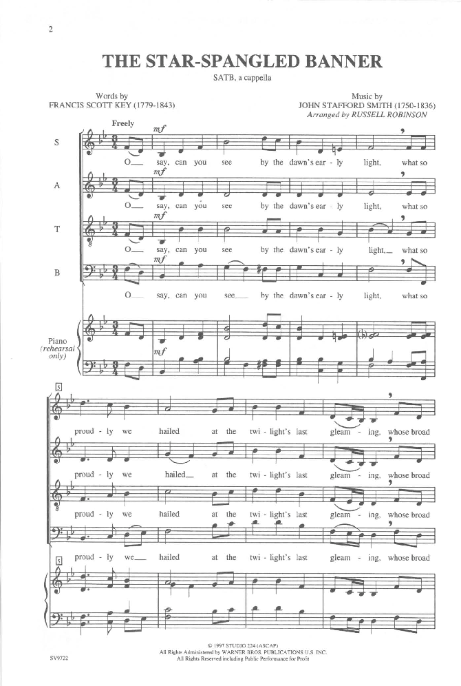 The Star-Spangled Banner (SATB ) arr. Russel | J.W. Pepper Sheet Music