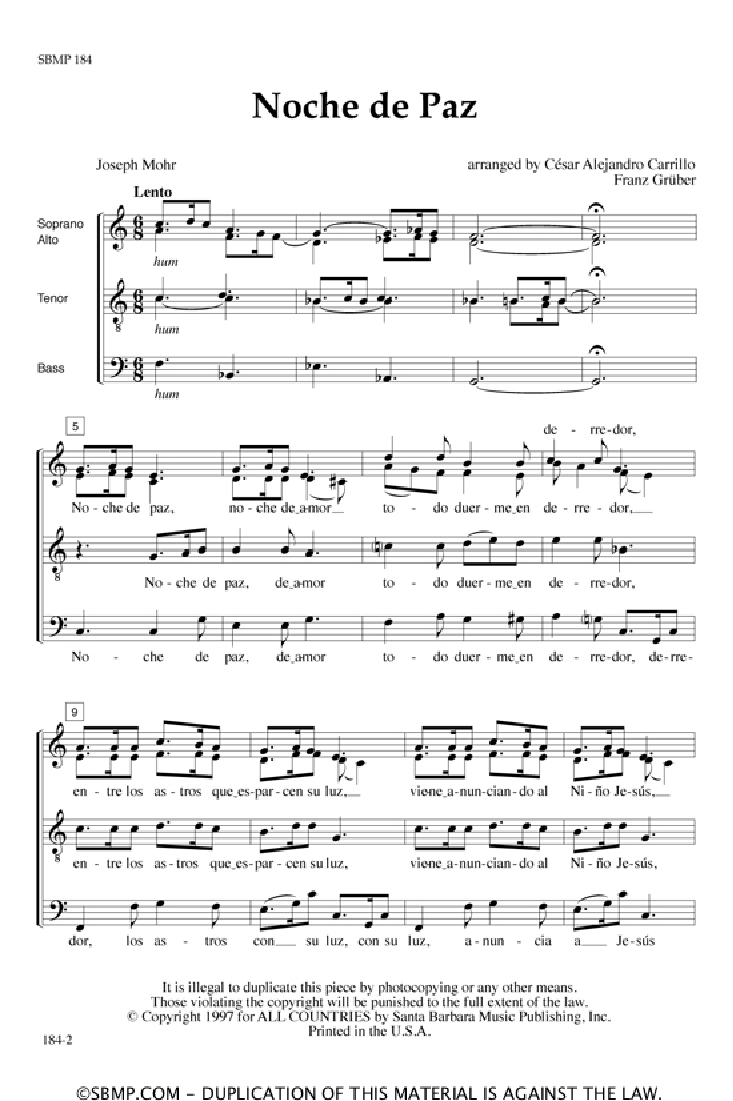 Noche De Paz (SATB ) By CARRILLO, C| J.W. Pepper Sheet Music