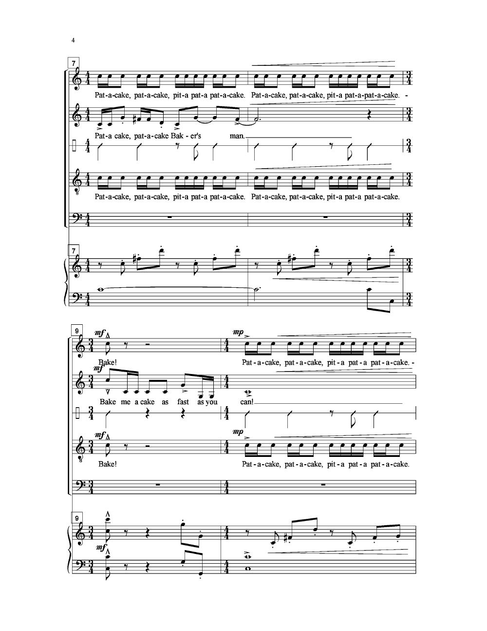 Pat A Cake Satb Jw Pepper Sheet Music - 