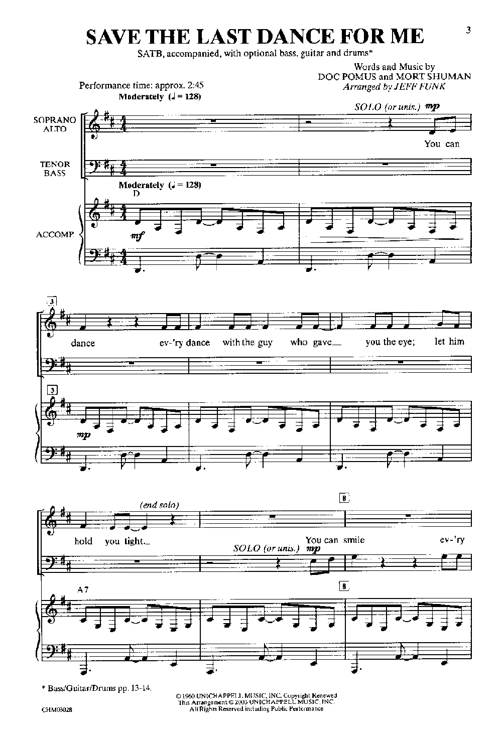 Save the Last Dance for Me (SATB ) arr. Jeff | J.W. Pepper Sheet Music