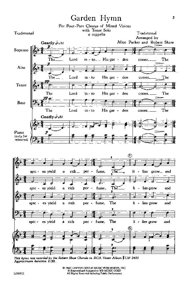 Garden Hymn Satb By Shaw J W Pepper Sheet Music