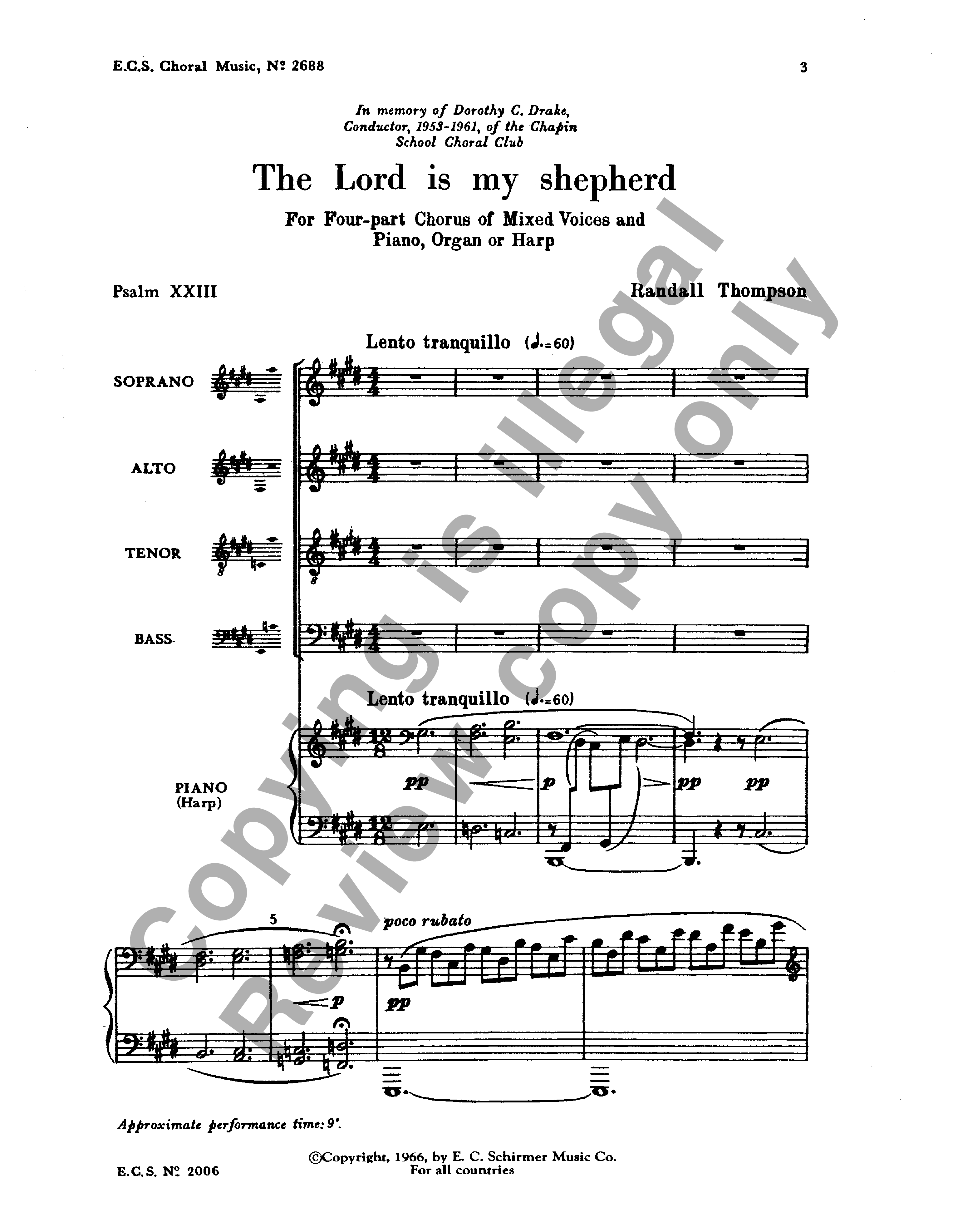 The Lord Is My Shepherd Satb By Randall T Jw Pepper Sheet Music 9592