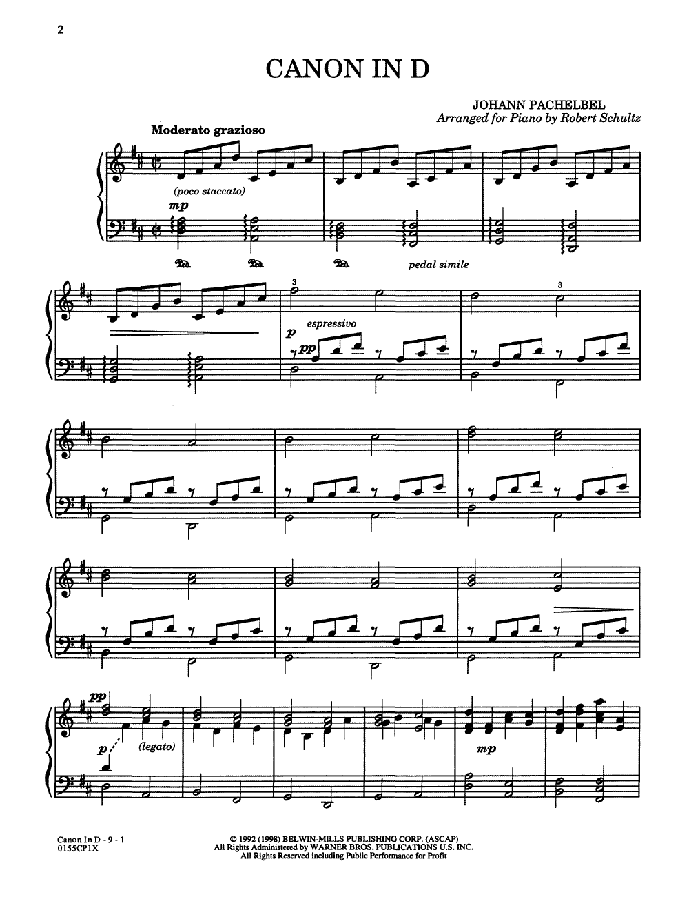 Canon in D by Johann Pachelbel/arr. Schultz| J.W. Pepper Sheet Music