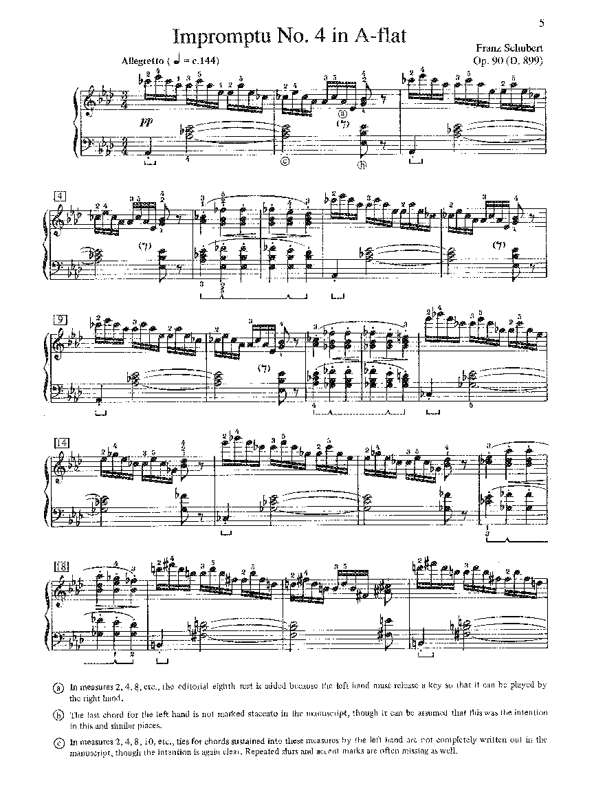 Impromptu Op 90 No 4 By Schubert Baylor J W Pepper Sheet Music