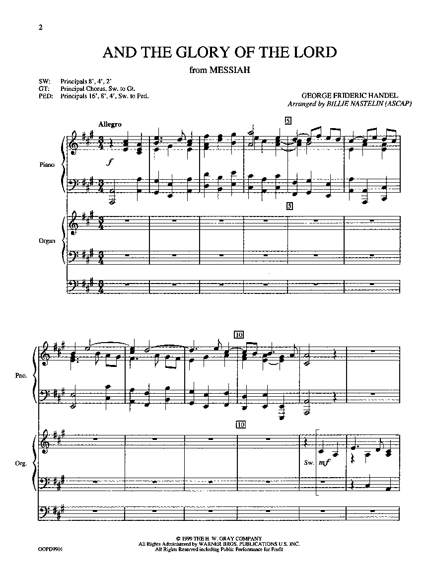 And the Glory of the Lord-Organ/Piano by HANDEL, | J.W. Pepper Sheet Music