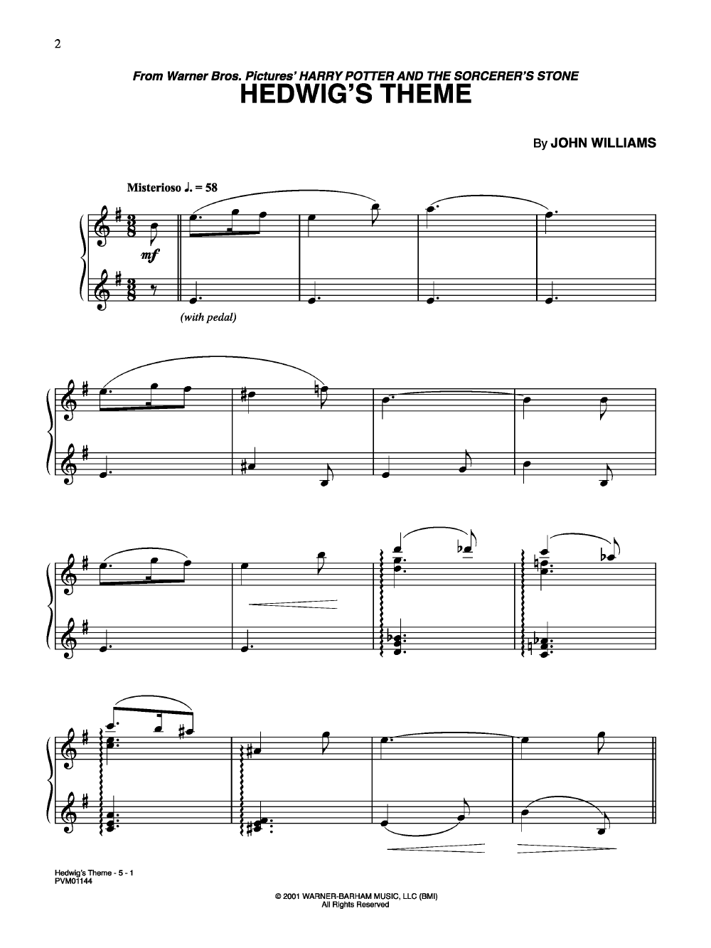Hedwigs Theme By John Will Jw Pepper Sheet Music - 