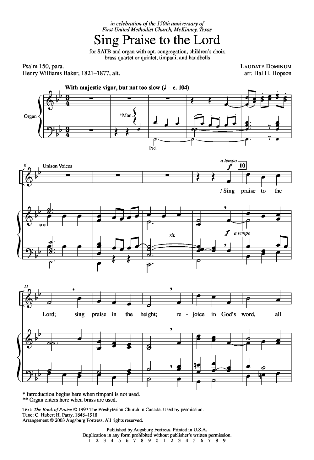 Sing Praise to the Lord (SATB ) by HOPSON, H| J.W. Pepper Sheet Music