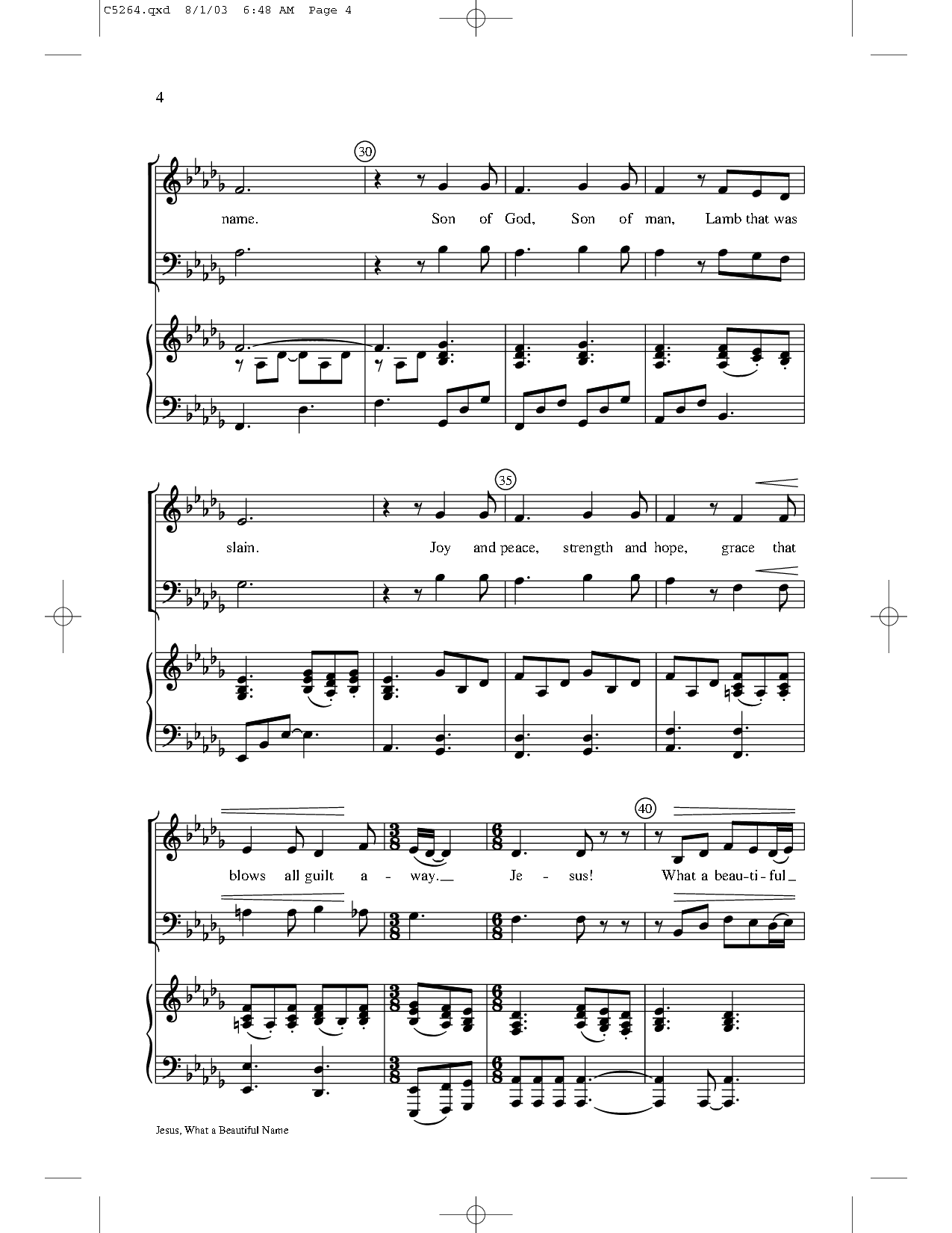 Jesus What A Beautiful Name Satb By Tany J W Pepper Sheet Music,Small Breakfast Nook Tables