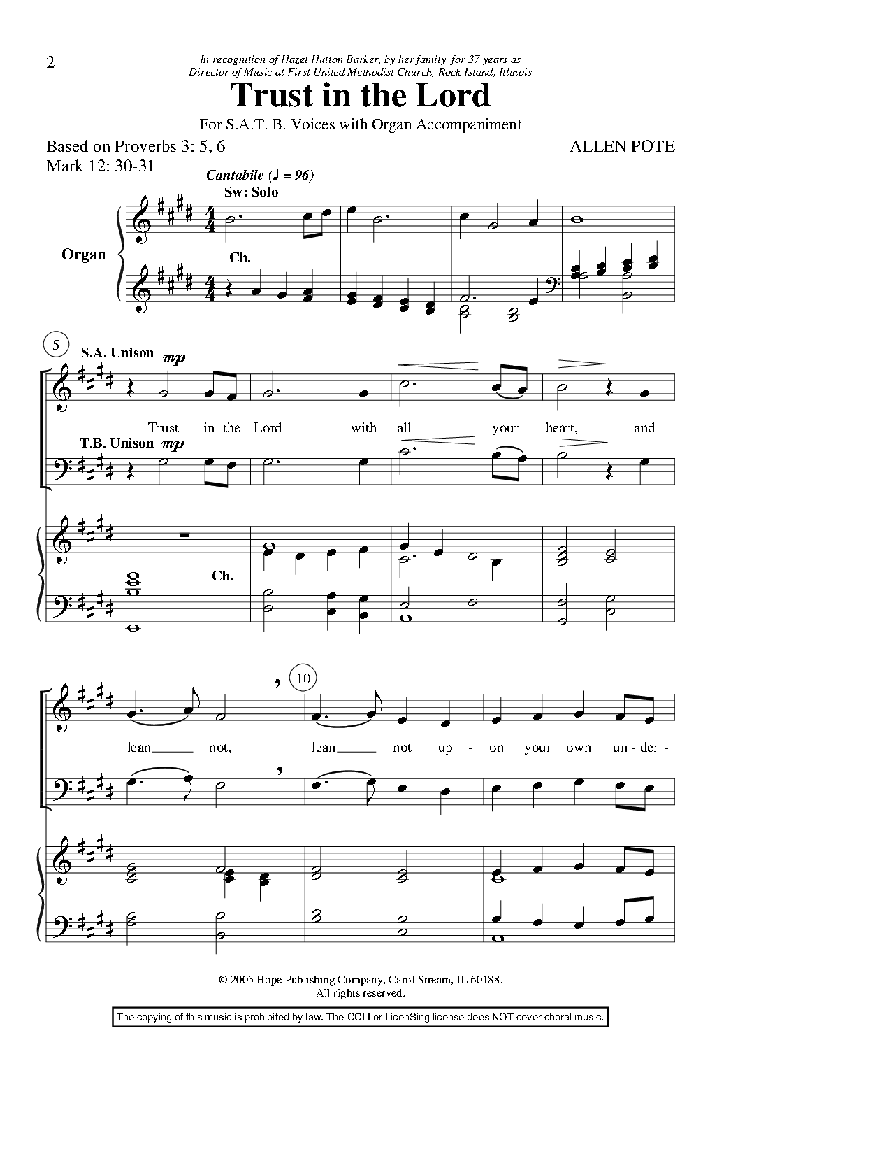 Trust in the Lord (SATB ) by Allen Pote| J.W. Pepper Sheet Music